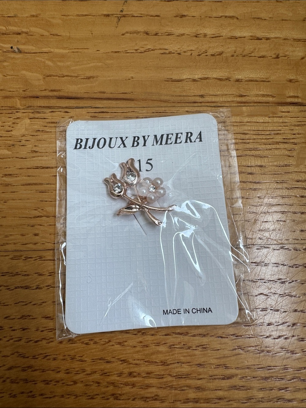 Bijoux by Meera Rose Gold Floral Pearl Accent Brooch